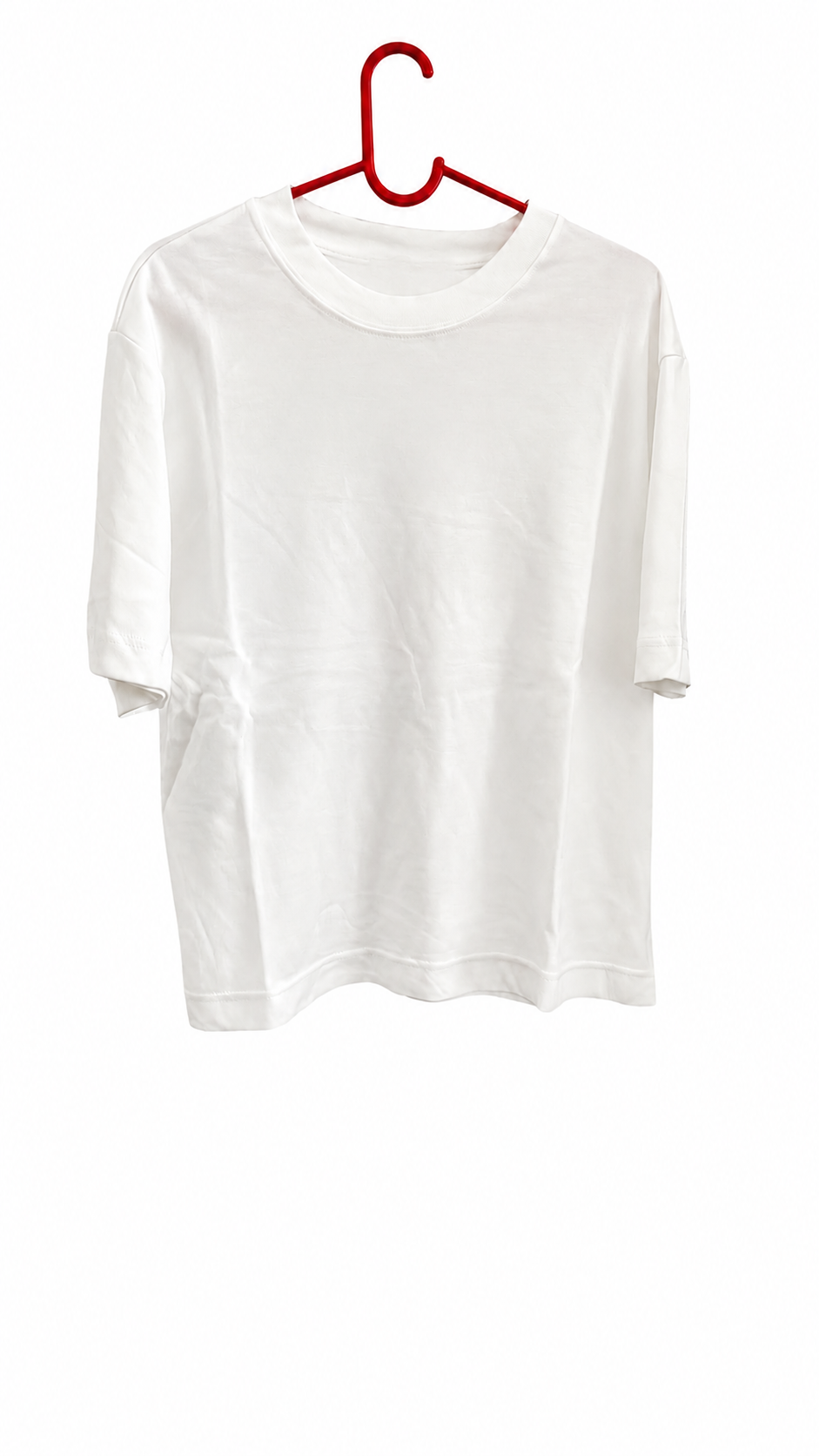 Beyaz Basic Oversize Bisiklet Yaka Tişört